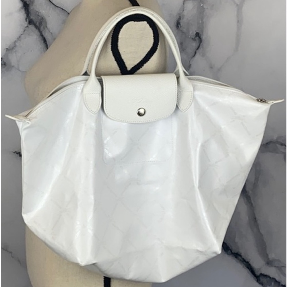 Longchamp Pliage Coated Canvas Tote White